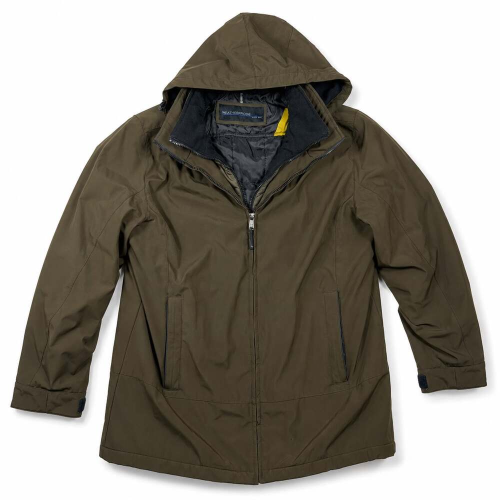 Weatherproof Since 1948 Men's Hooded Utility Jacket with Fleece Bib